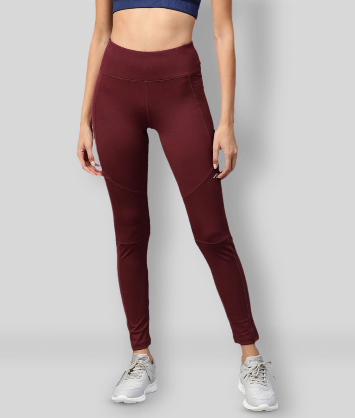     			Alcis Maroon Polyester Solid Tights