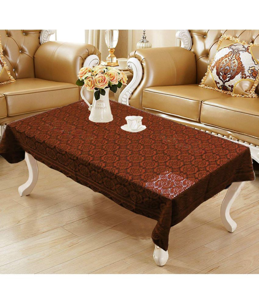     			HOMETALES Polyester Solid 4 Seater Rectangular Centre Table Cover Table Cover (152 x 101 cm)-Brown
