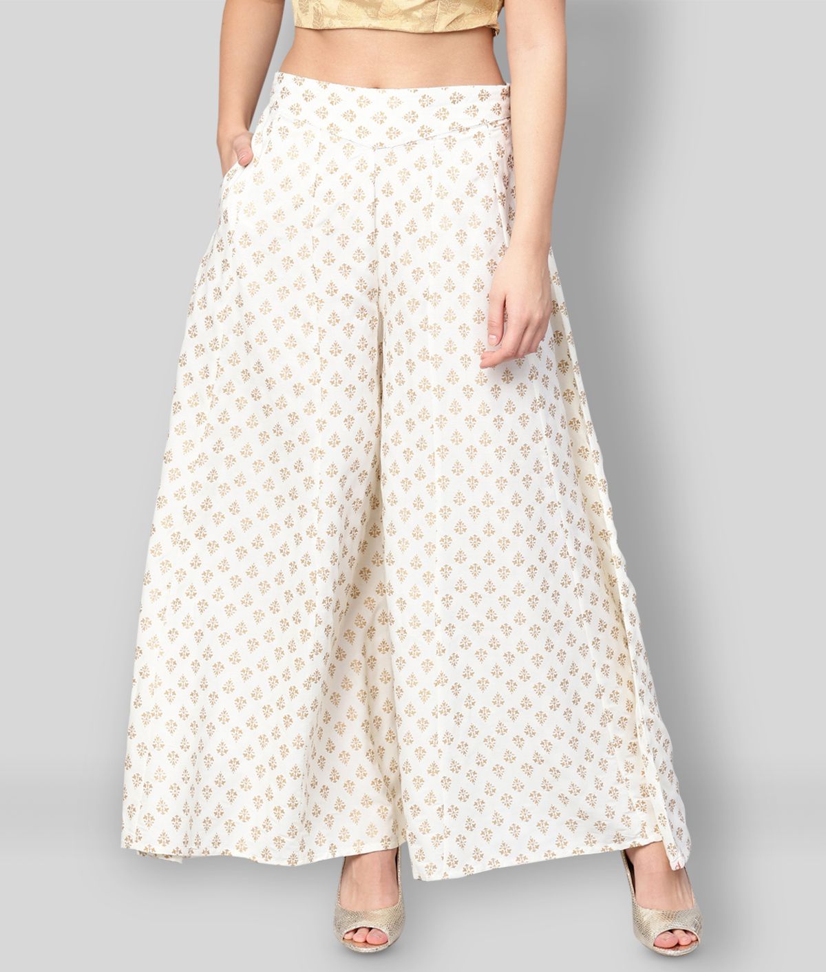     			Juniper - Off White Rayon Flared Women's Palazzos ( Pack of 1 )