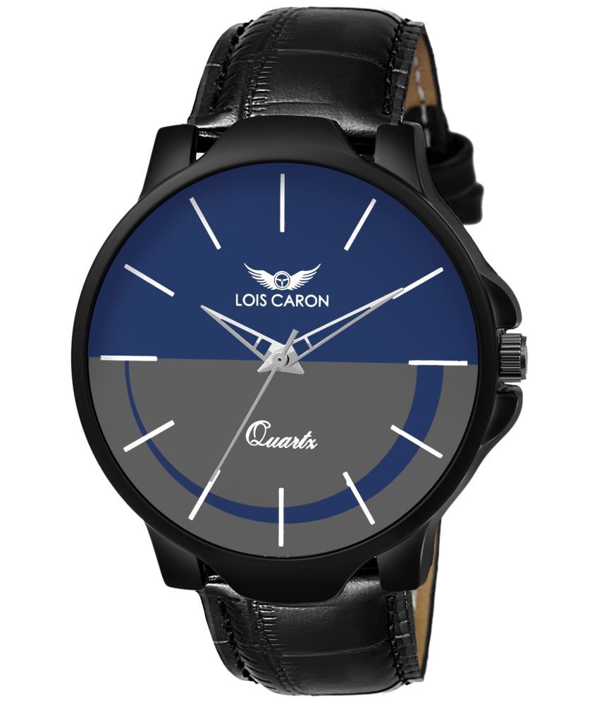     			Lois Caron - Black Leather Analog Men's Watch