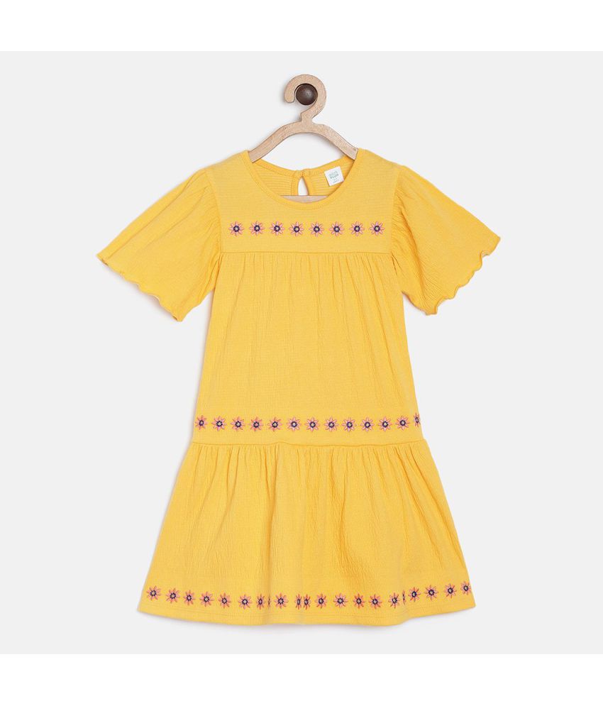     			MINI KLUB - Yellow Cotton Baby Girl Dress ( Pack of 1 )