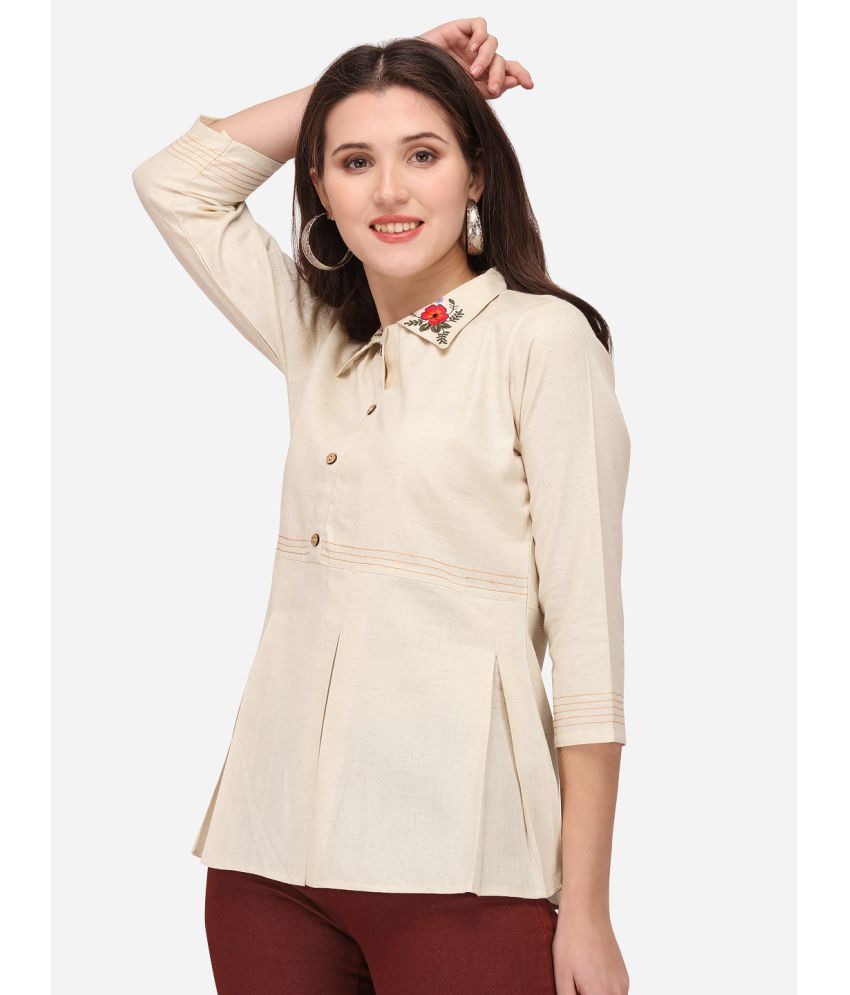     			Prettify - Beige Cotton Women's Regular Top ( Pack of 1 )