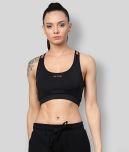 Alcis Black Polyester Solid Sports Bra