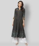 Yash Gallery - Black Rayon Women's Flared Kurti ( Pack of 1 )