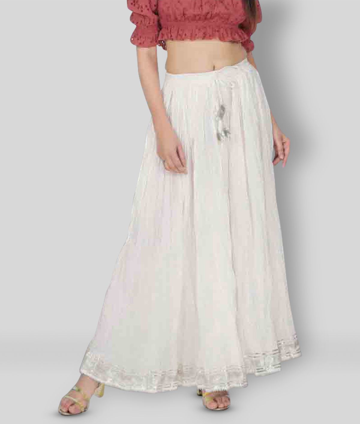 FABRR - White Cotton Women's A-Line Skirt ( Pack of 1 )
