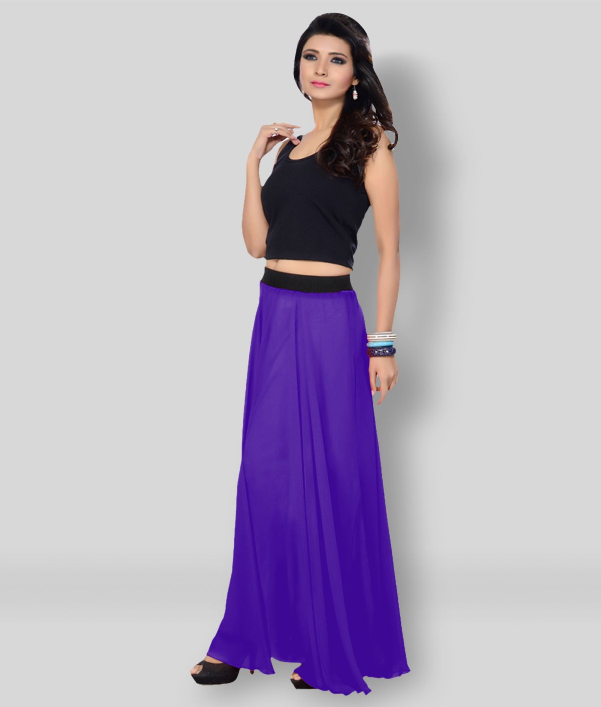     			Sttoffa - Purple Georgette Women's A-Line Skirt ( Pack of 1 )