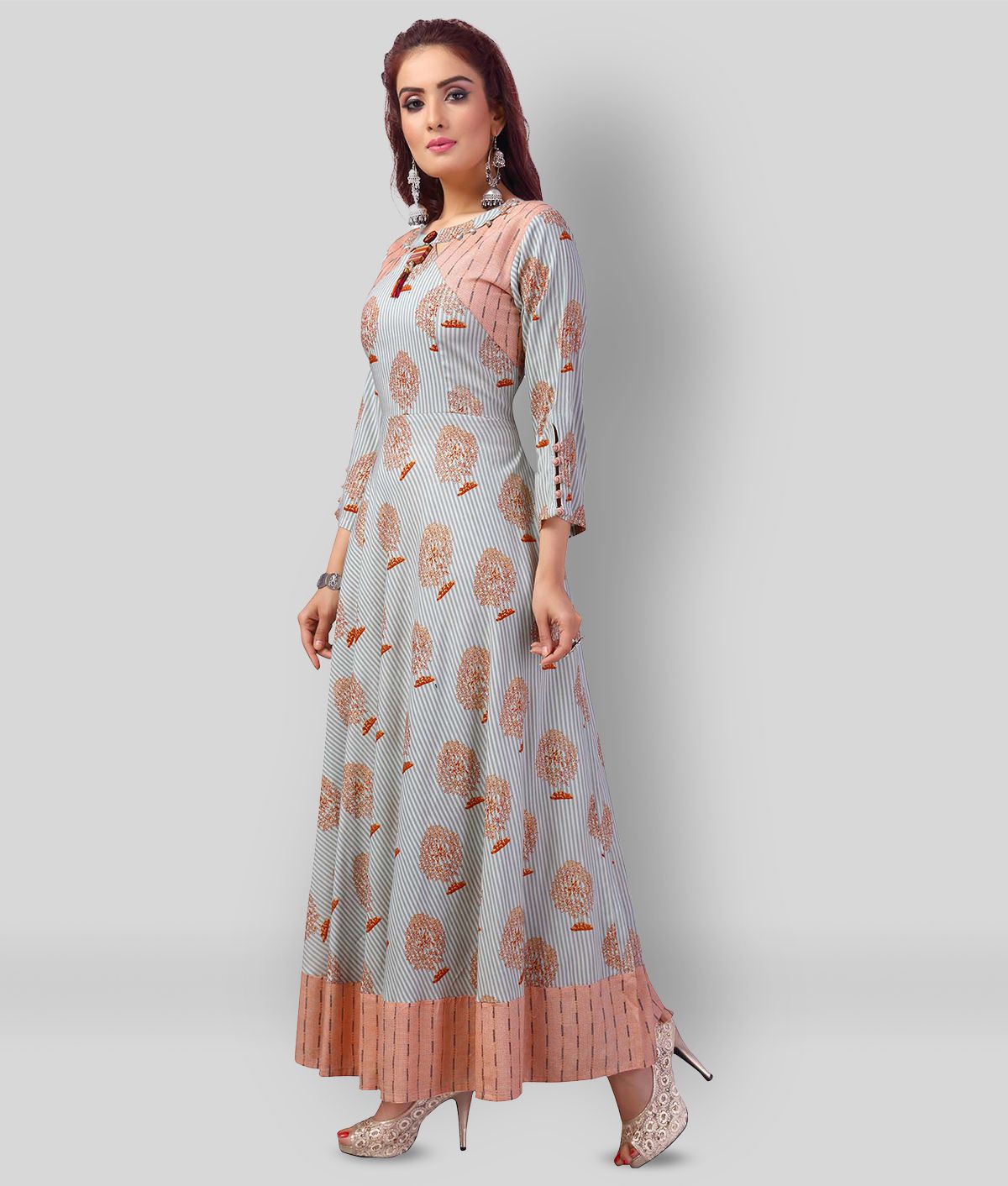 Buy online Yellow Floral Embroidered Long Sleeves Anarkali Kurta from Kurta  Kurtis for Women by Madhuram Textile for 1089 at 69 off  2023  Limeroadcom