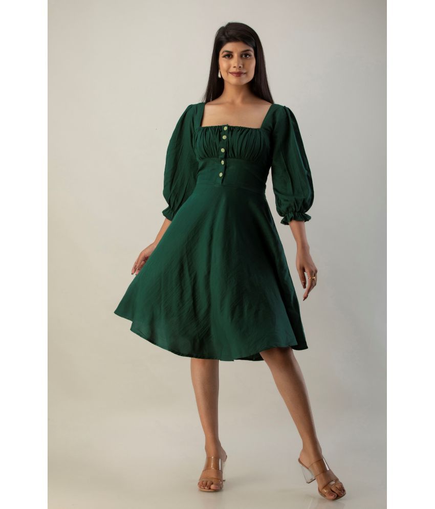     			WIMIN - Green Polyester Women's Fit And Flare Dress ( Pack of 1 )