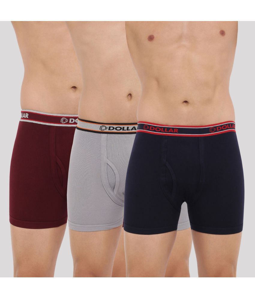     			Pack of 3 Dollar Bigboss Assorted Solid Cotton Blend Men Trunk