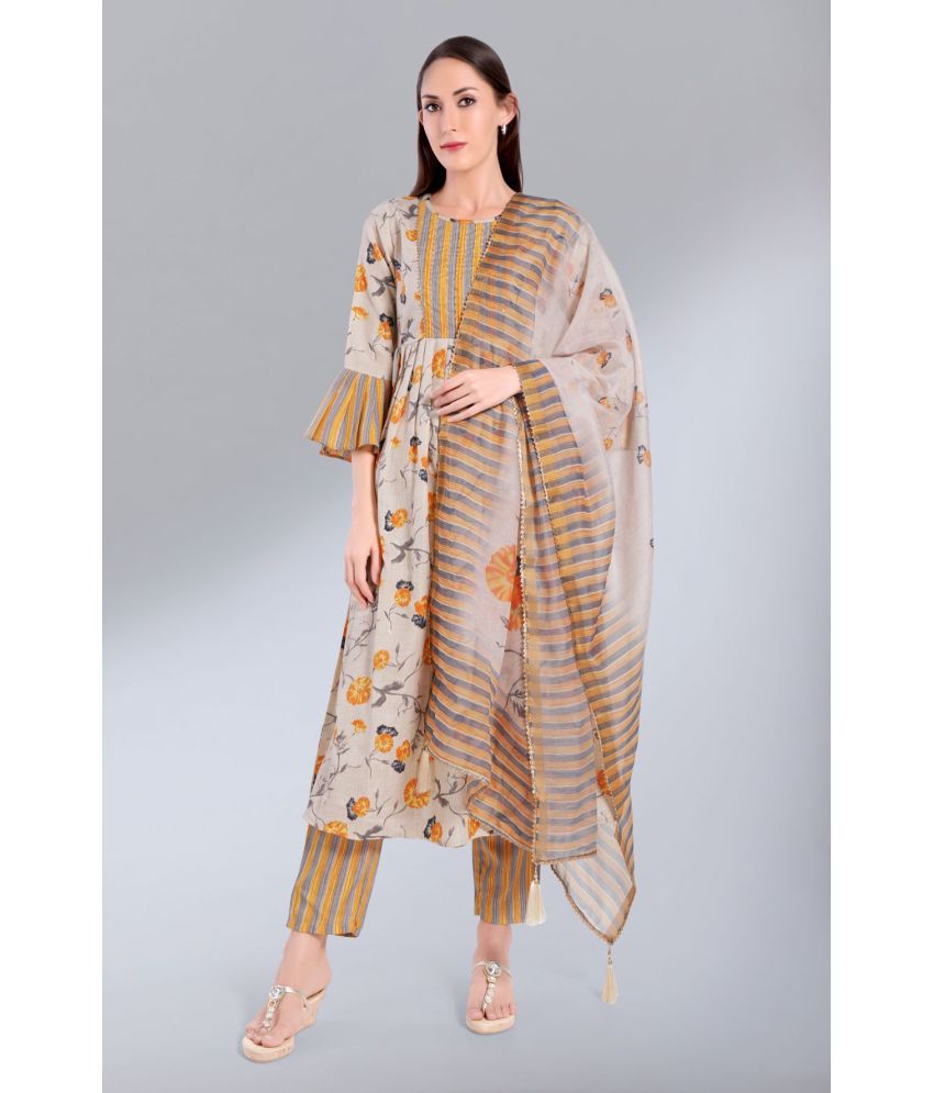     			Madhuram Textiles - Multicoloured Anarkali Cotton Blend Women's Stitched Salwar Suit ( Pack of 1 )