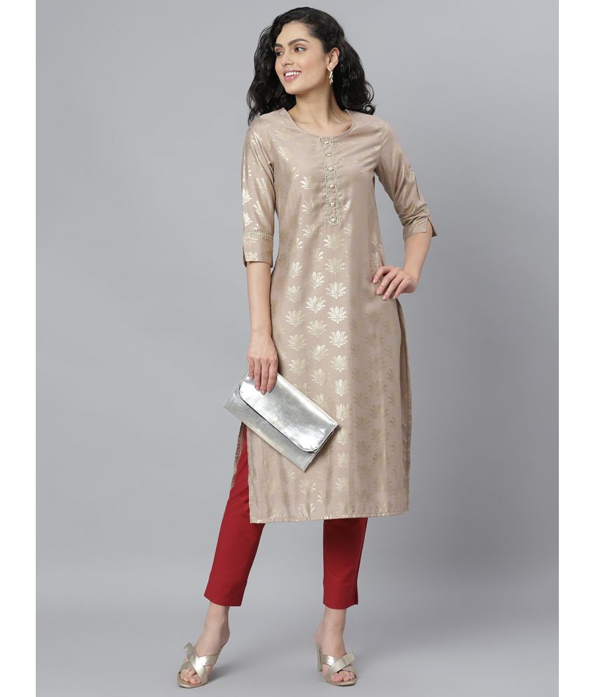     			Stylum - Beige Rayon Women's Straight Kurti ( Pack of 1 )