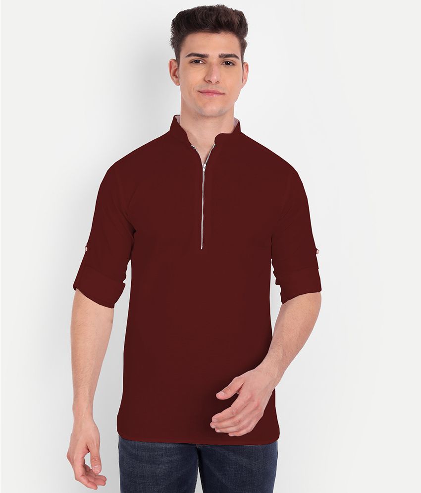     			Vida Loca - Maroon Linen Slim Fit Men's Casual Shirt ( Pack of 1 )