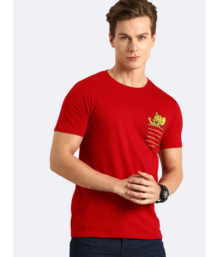     			Bewakoof - Red Cotton Regular Fit Men's T-Shirt ( Pack of 1 )