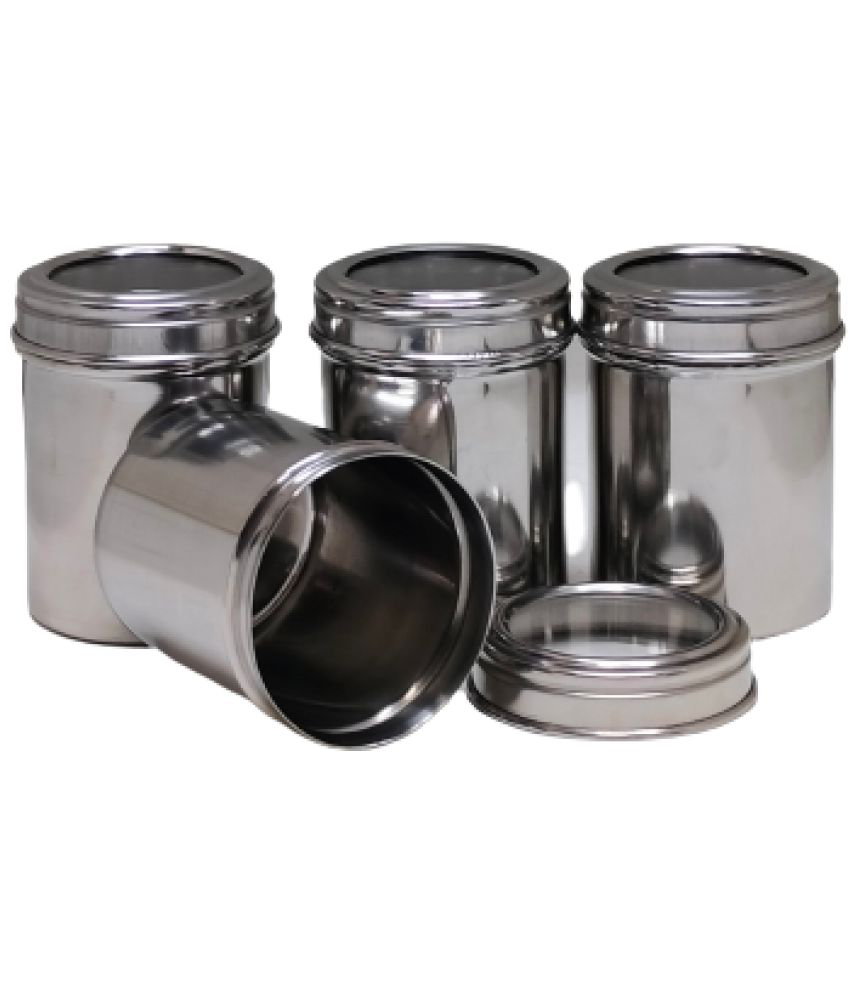     			Dynore - Silver Steel Utility Container ( Pack of 4 )