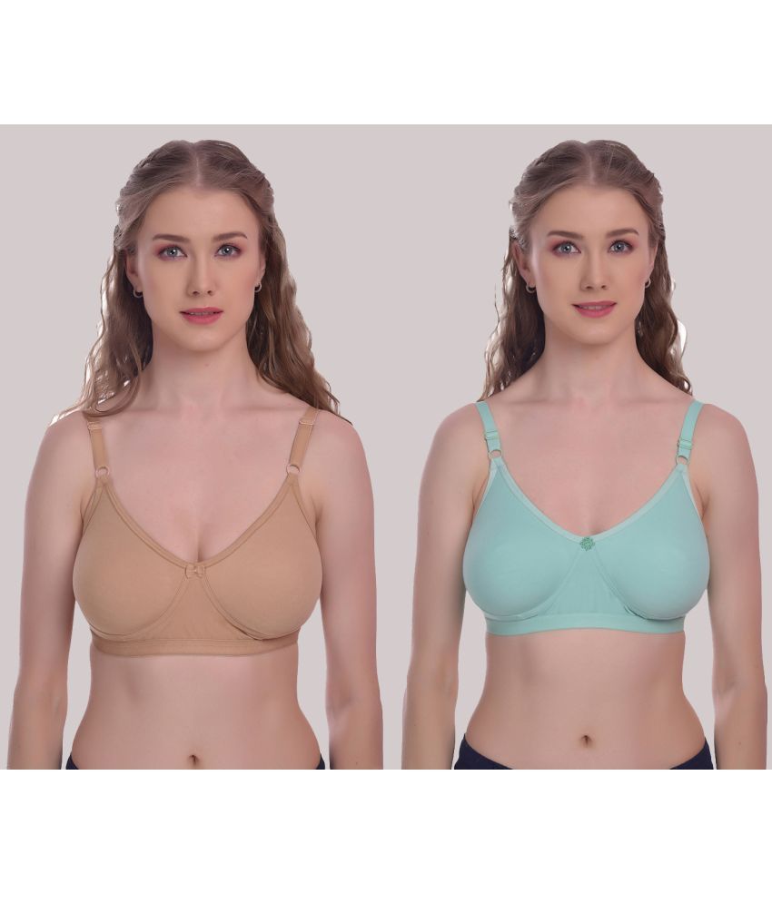     			Elina Pack of 2 Cotton Non Padded Women's T-Shirt Bra ( Green )