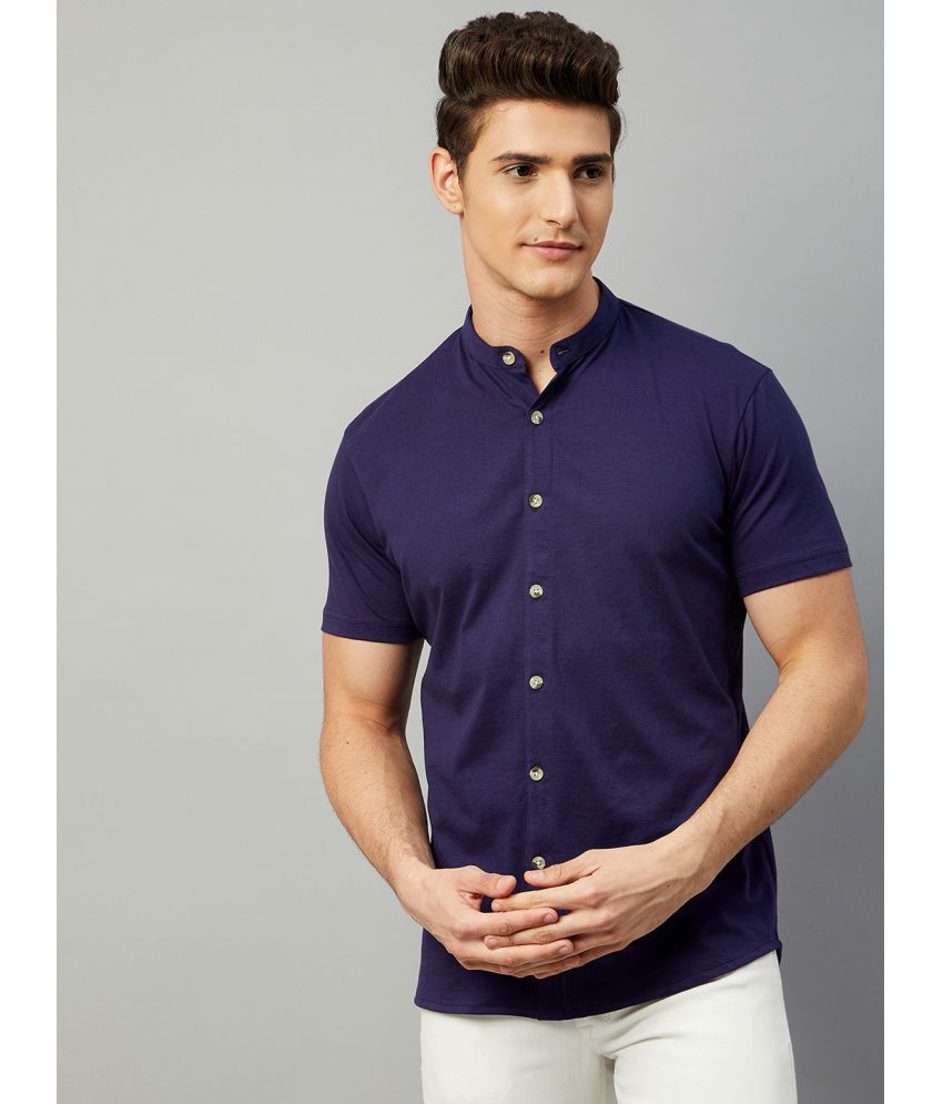 Gritstones - Navy Blue Cotton Blend Regular Fit Men's Casual Shirt ( Pack of 1 )