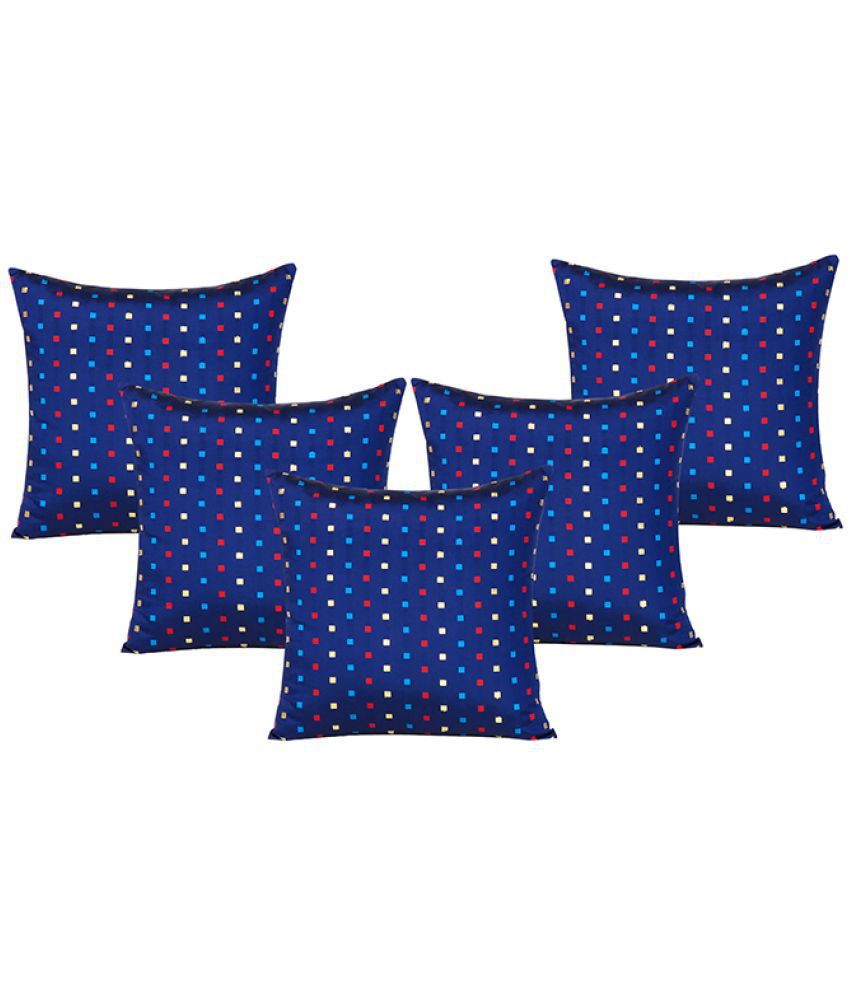     			SUGARCHIC - Navy Blue Set of 5 Silk Square Cushion Cover