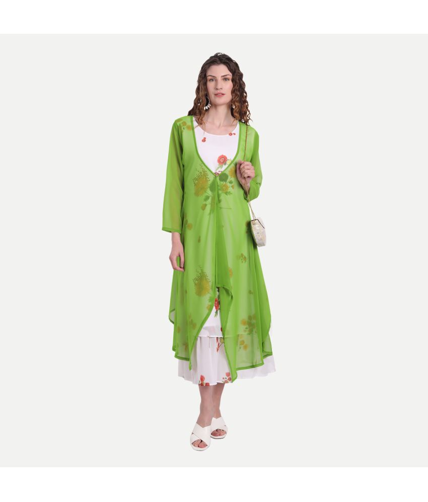 AARSHYA - Green Georgette Women's A- line Dress ( Pack of 1 )
