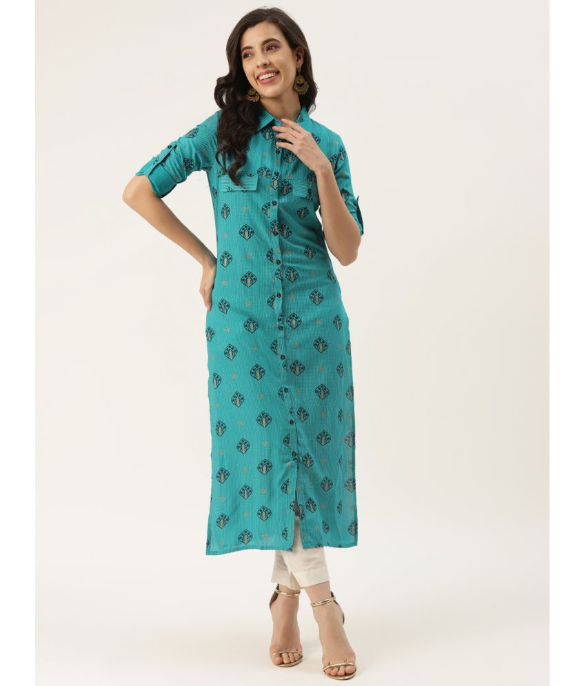     			HISHAM - Blue Rayon Women's Straight Kurti ( Pack of 1 )