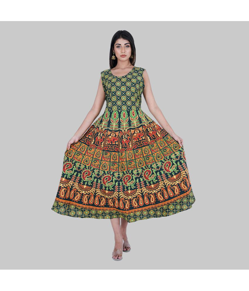     			Rangun - Green Cotton Women's A- line Dress ( Pack of 1 )