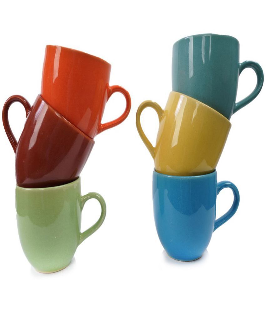 ATIZAYA - Multicolor Ceramic Coffee Mug ( Pack of 6 )