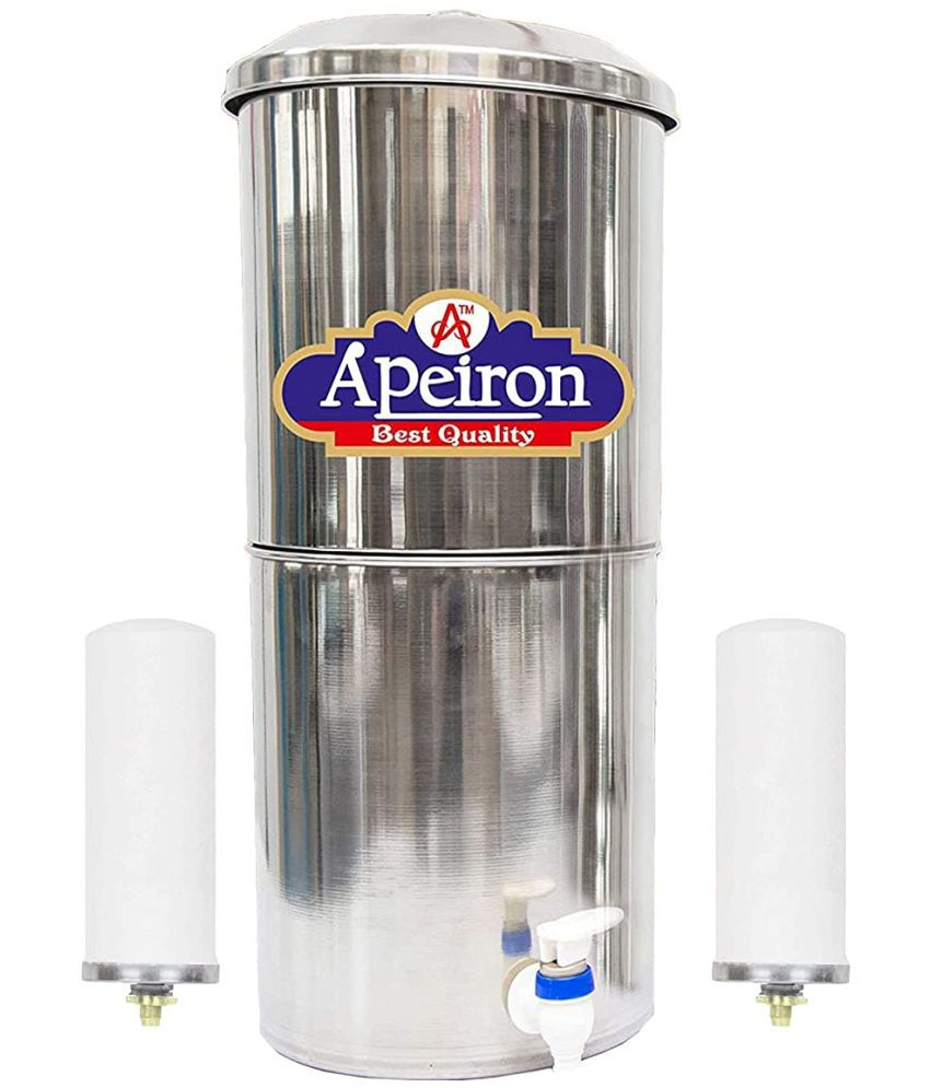     			APEIRON STAINLESS STEEL WATER FILTER WITH 2 NEW CANDLE 21 Ltr Gravity Water Purifier