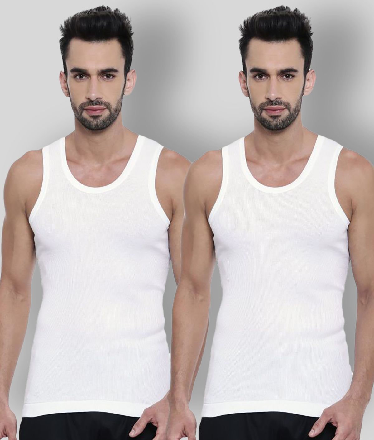     			Dixcy Scott - White Cotton Men's Vest ( Pack of 2 )