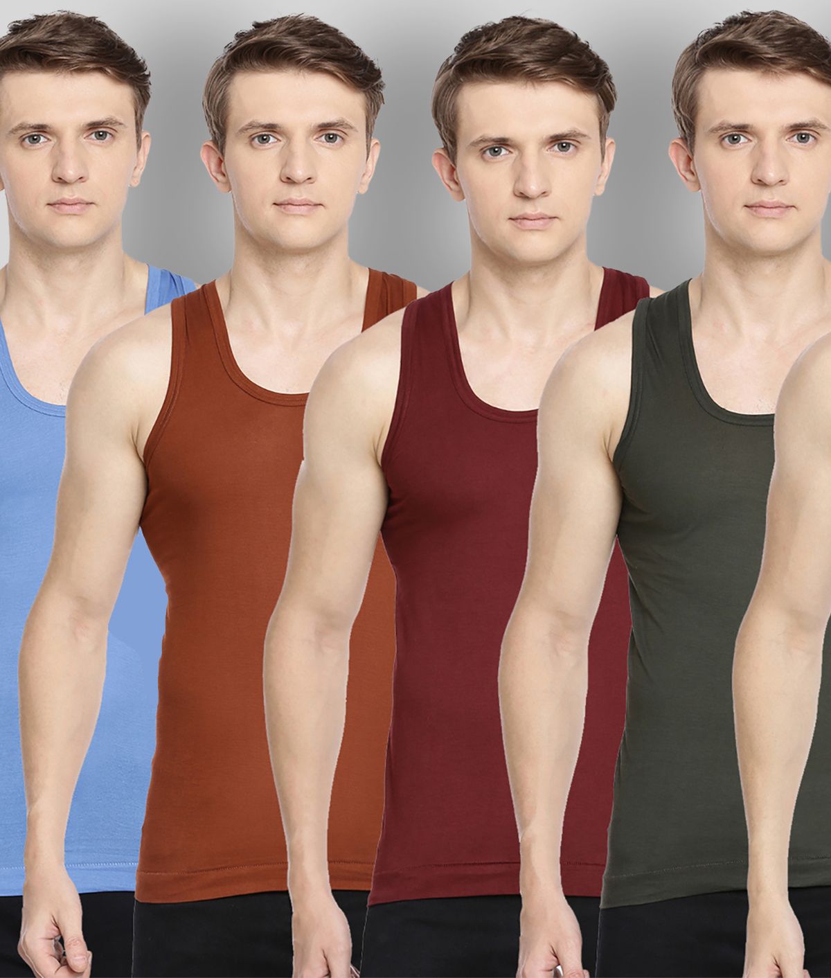     			Pack of 10 Dollar Bigboss Assorted Solid Cotton Blend Men Vest