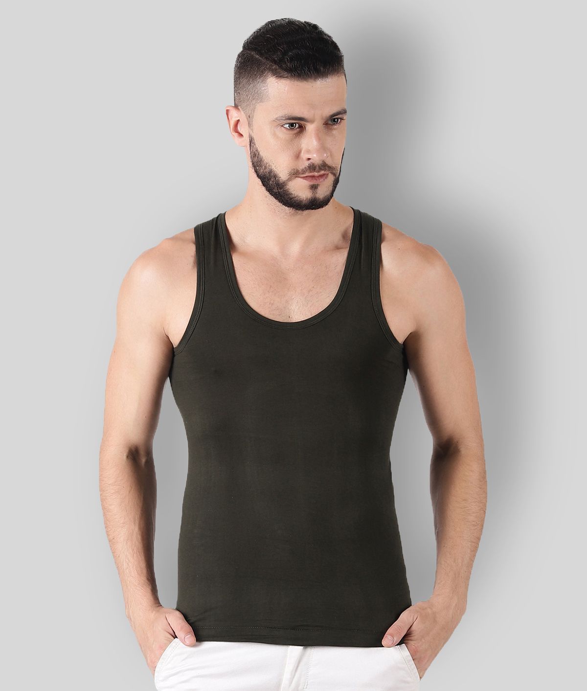     			Pack of 3 Dollar - Dark Grey Cotton Men's Vest