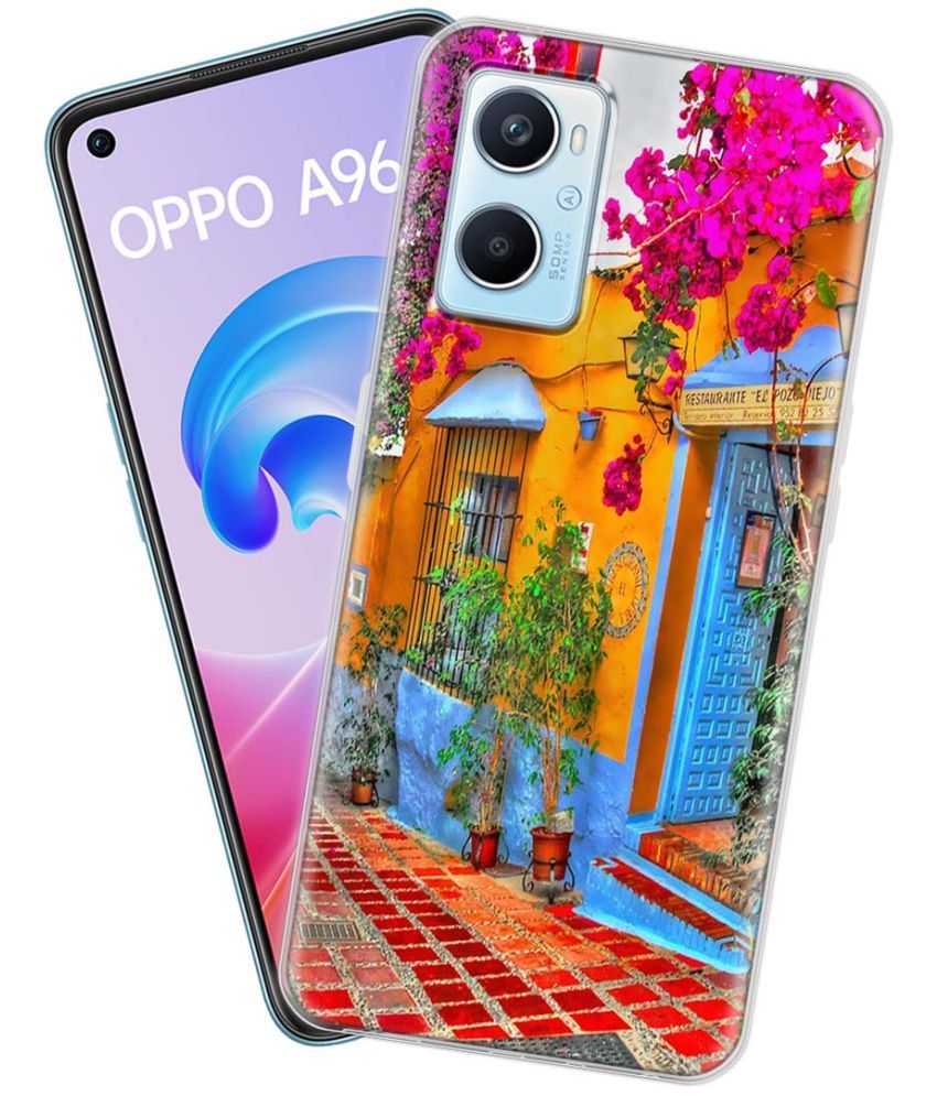     			NBOX - Multicolor Silicon Printed Back Cover Compatible For Oppo A96 ( Pack of 1 )