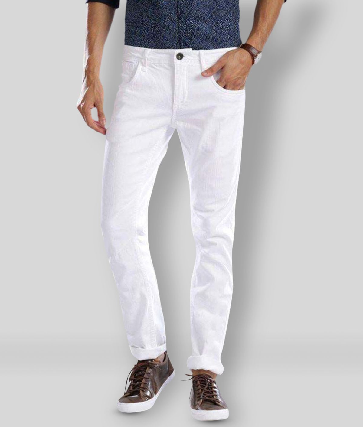     			HALOGEN - White Denim Skinny Fit Men's Jeans ( Pack of 1 )