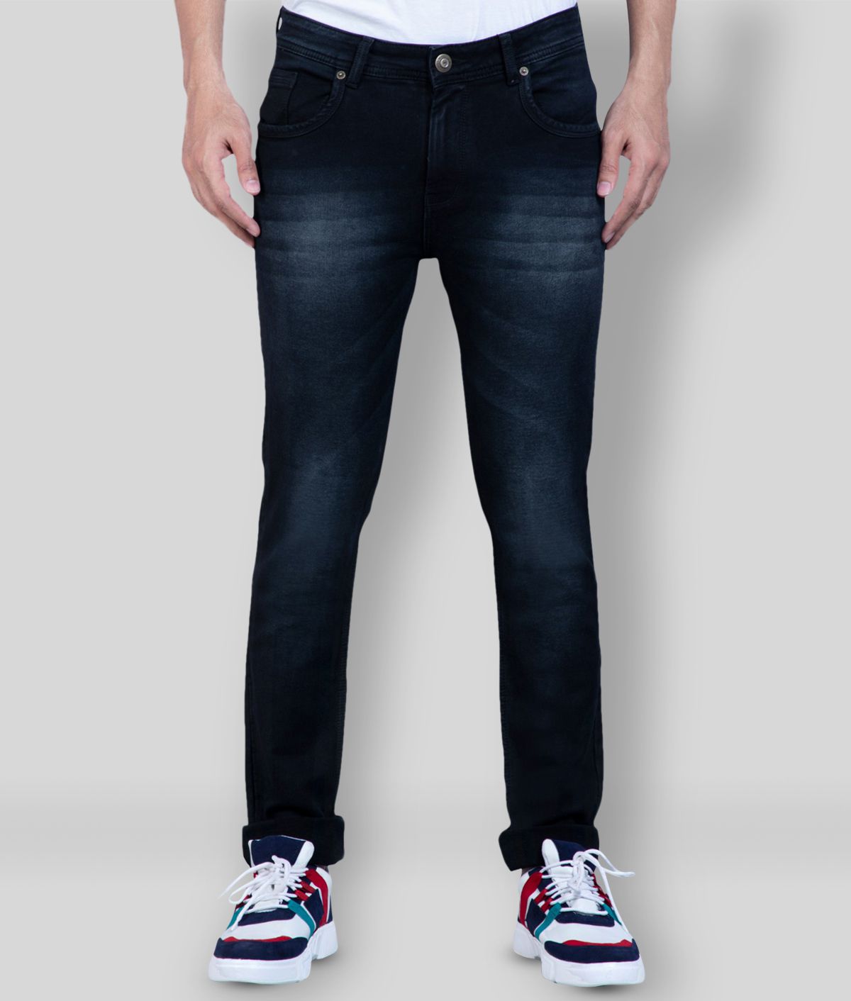 HJ HASASI - Black 100% Cotton Regular Fit Men's Jeans ( Pack of 1 )
