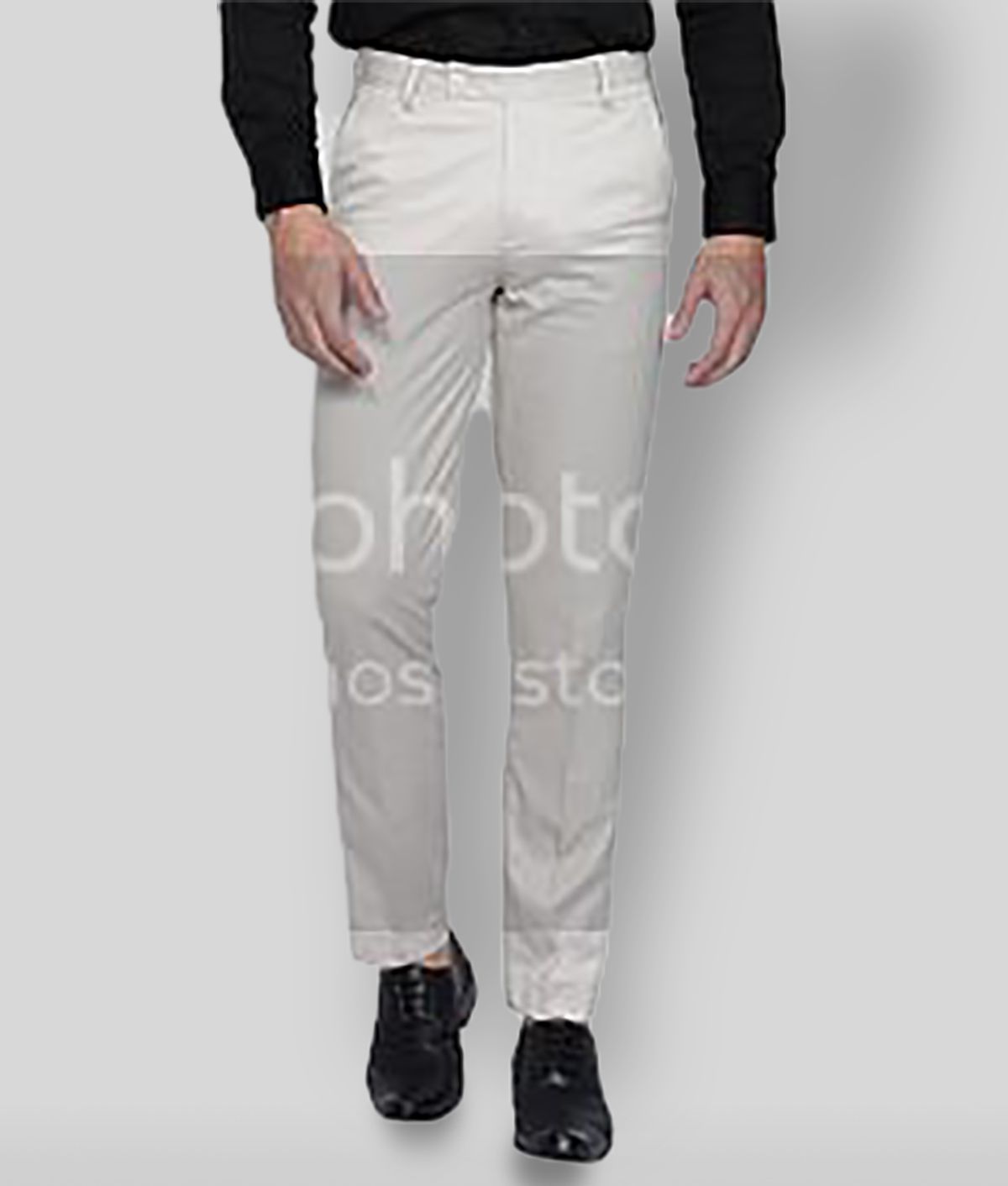     			Haul Chic - Beige Cotton Blend Slim Fit Men's Formal Pants (Pack of 1)