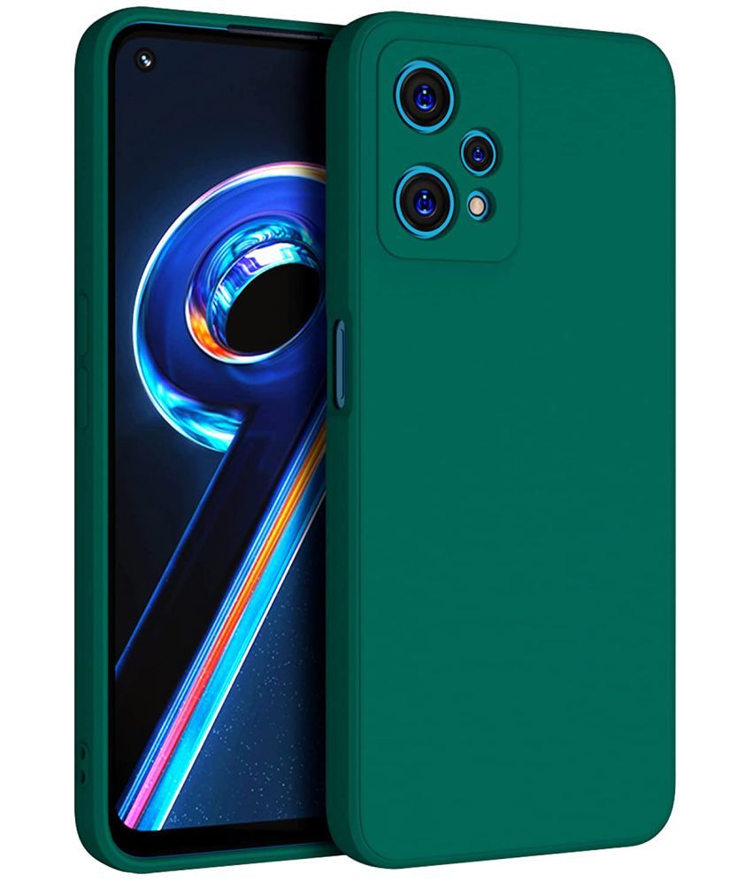     			Kosher Traders - Green Silicon Plain Back Cover Compatible For Realme 9 Pro plus ( Pack of 1 )