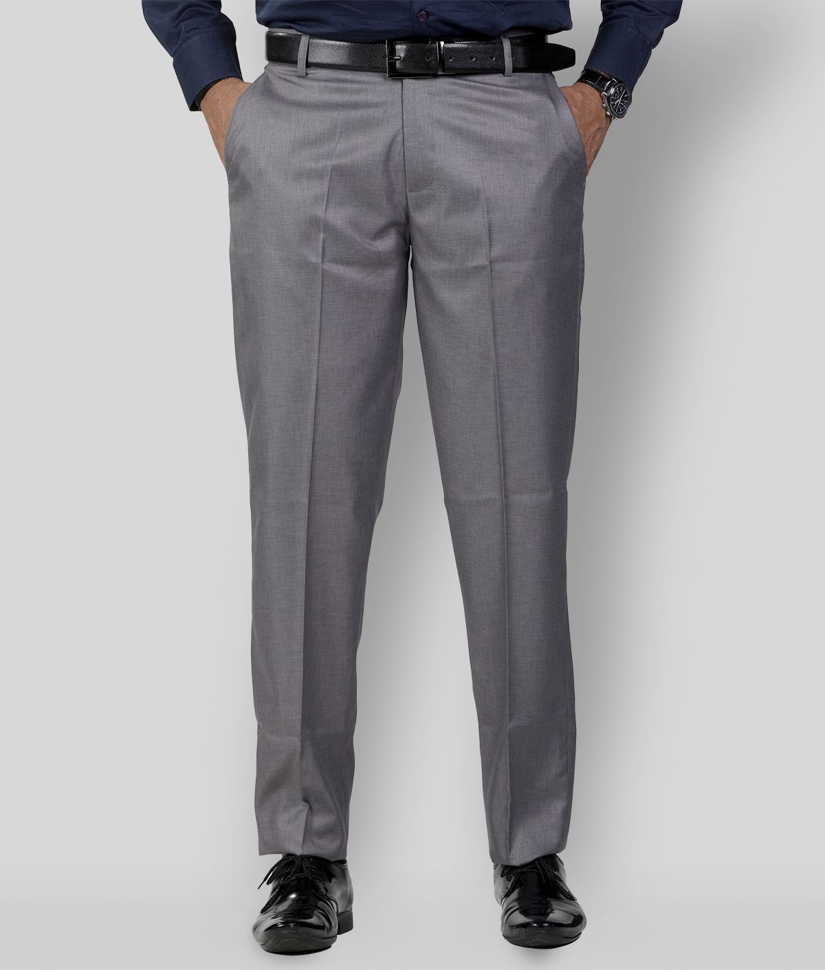     			SAM & JACK - Grey Cotton Blend Regular Fit Men's Formal Pants (Pack of 1)