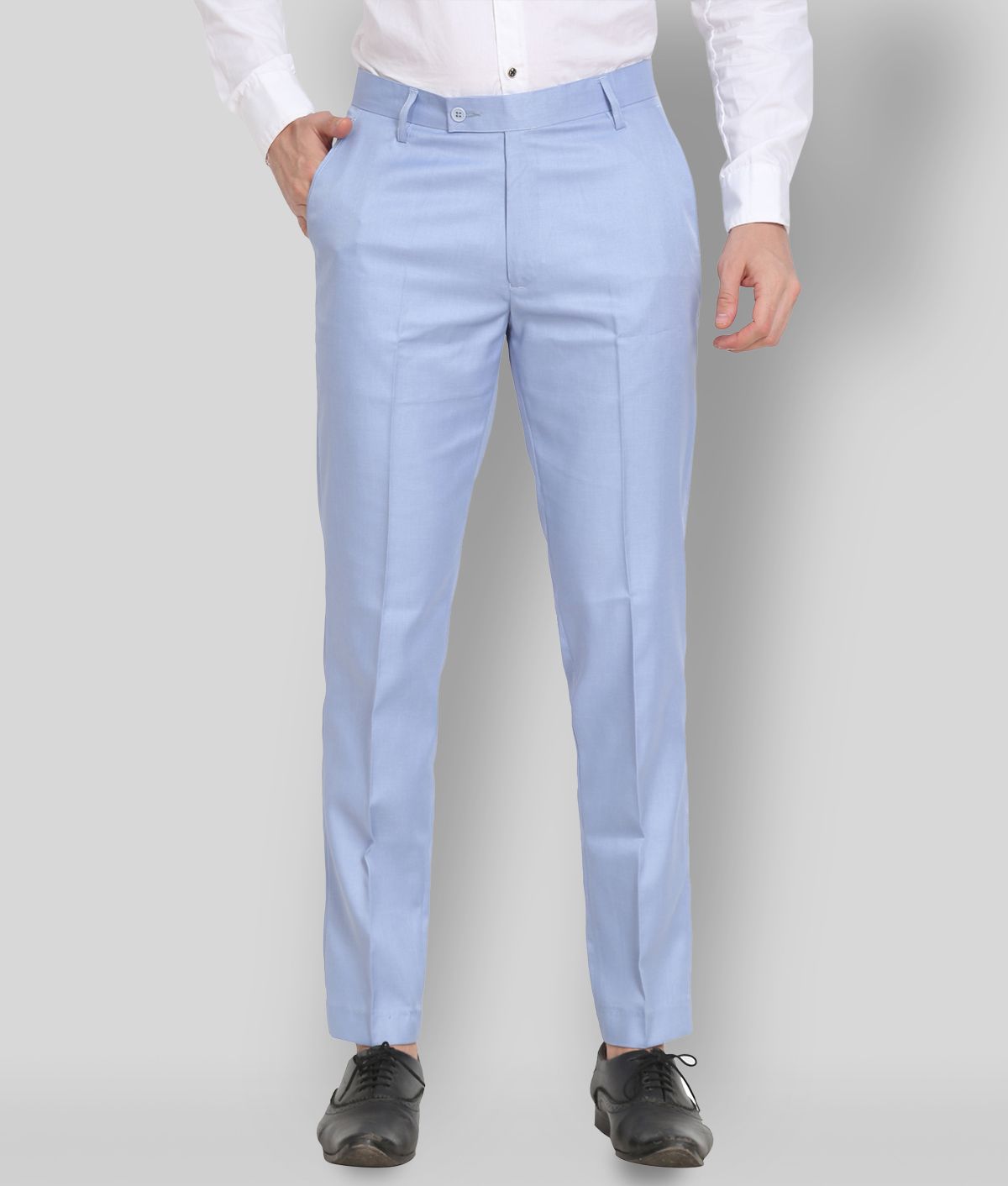     			SAM & JACK - Light Blue Polycotton Regular - Fit Men's Formal Pants ( Pack of 1 )