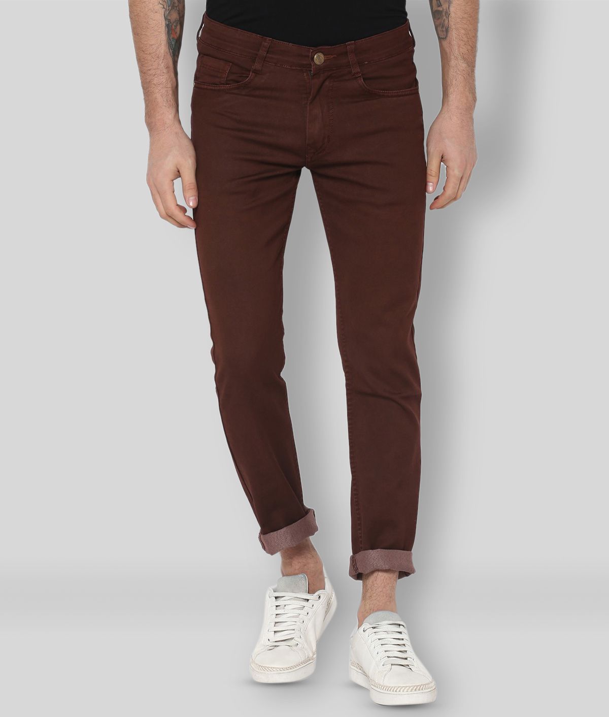     			Urbano Fashion - Brown Cotton Blend Slim Fit Men's Jeans ( Pack of 1 )