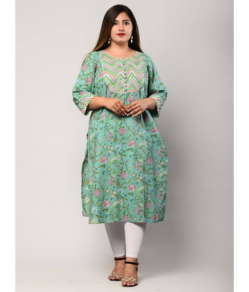     			Swasti - Green Cotton Women's Straight Kurti ( Pack of 1 )