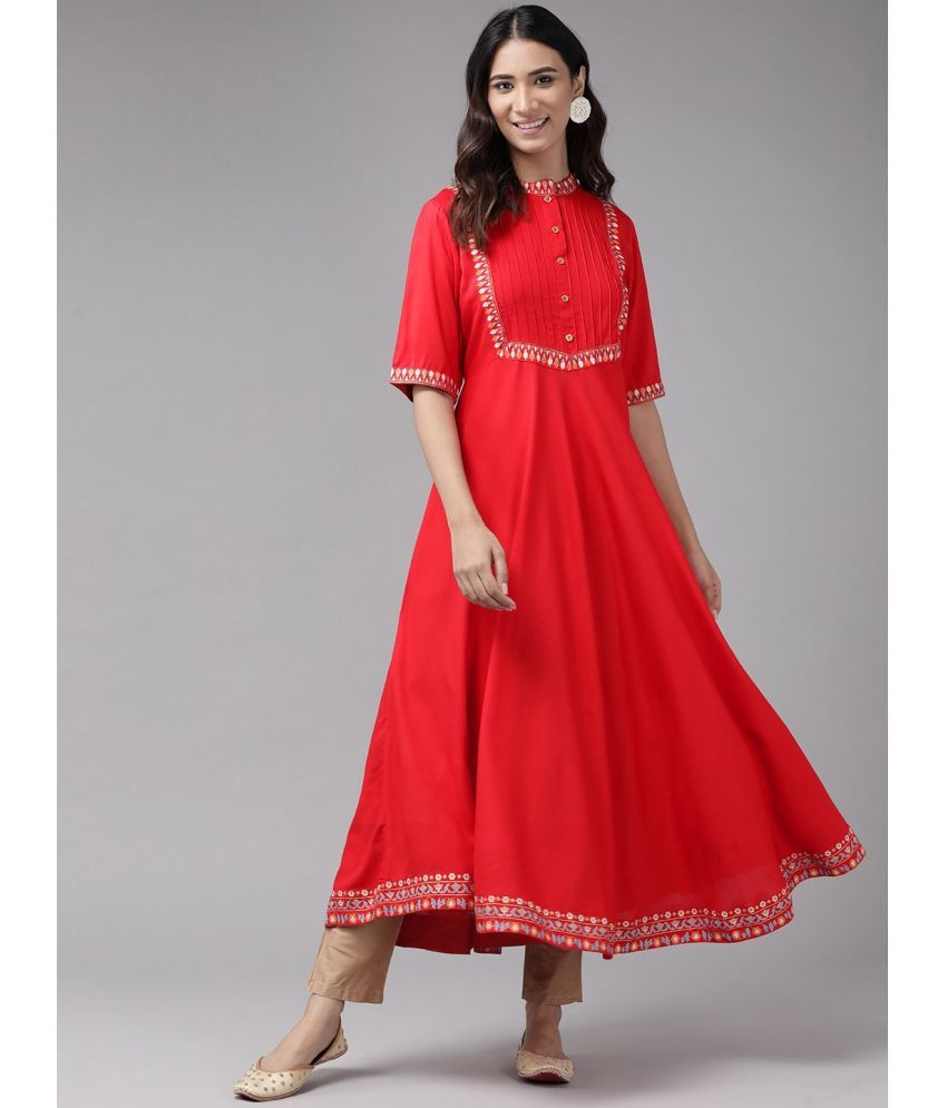     			Yash Gallery - Red Rayon Women's Anarkali Kurti ( Pack of 1 )