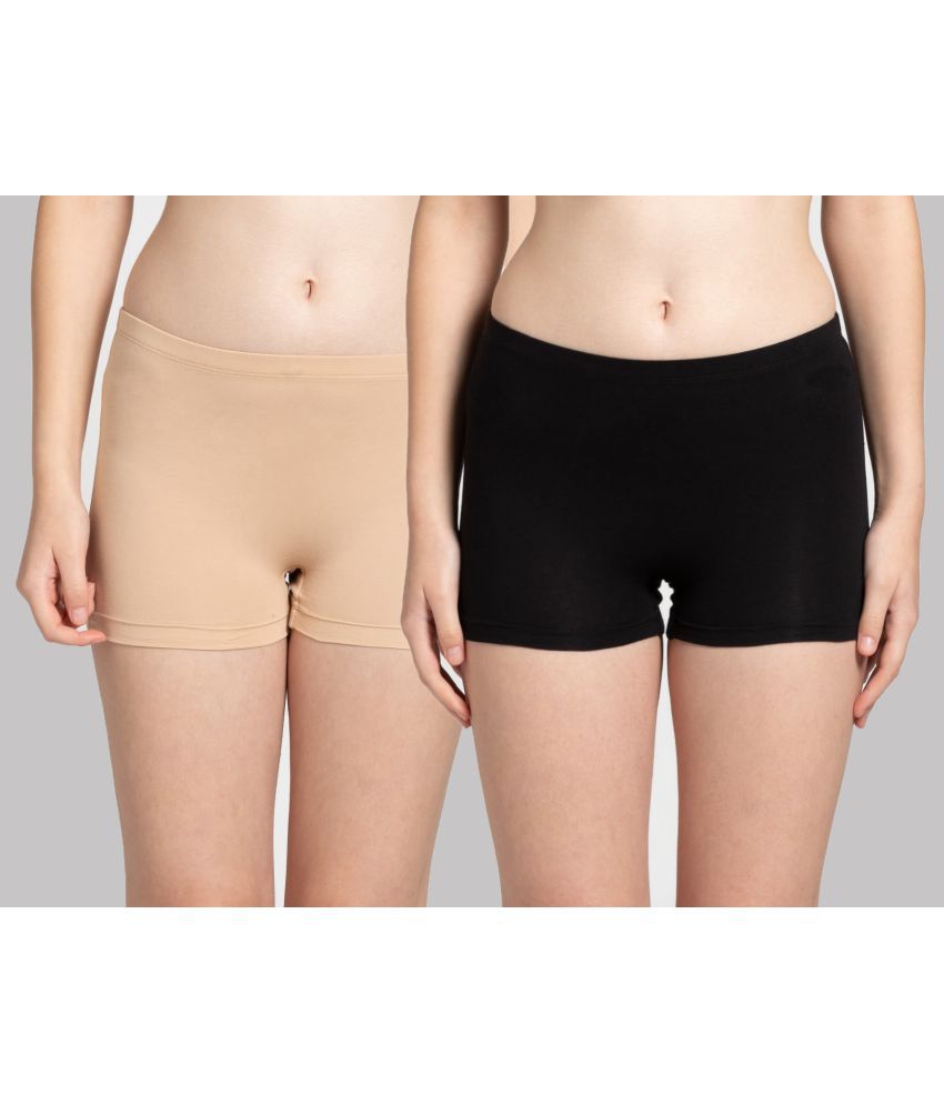    			Tkeshto - Multicolor Cotton Lycra Solid Women's Boy Shorts ( Pack of 2 )