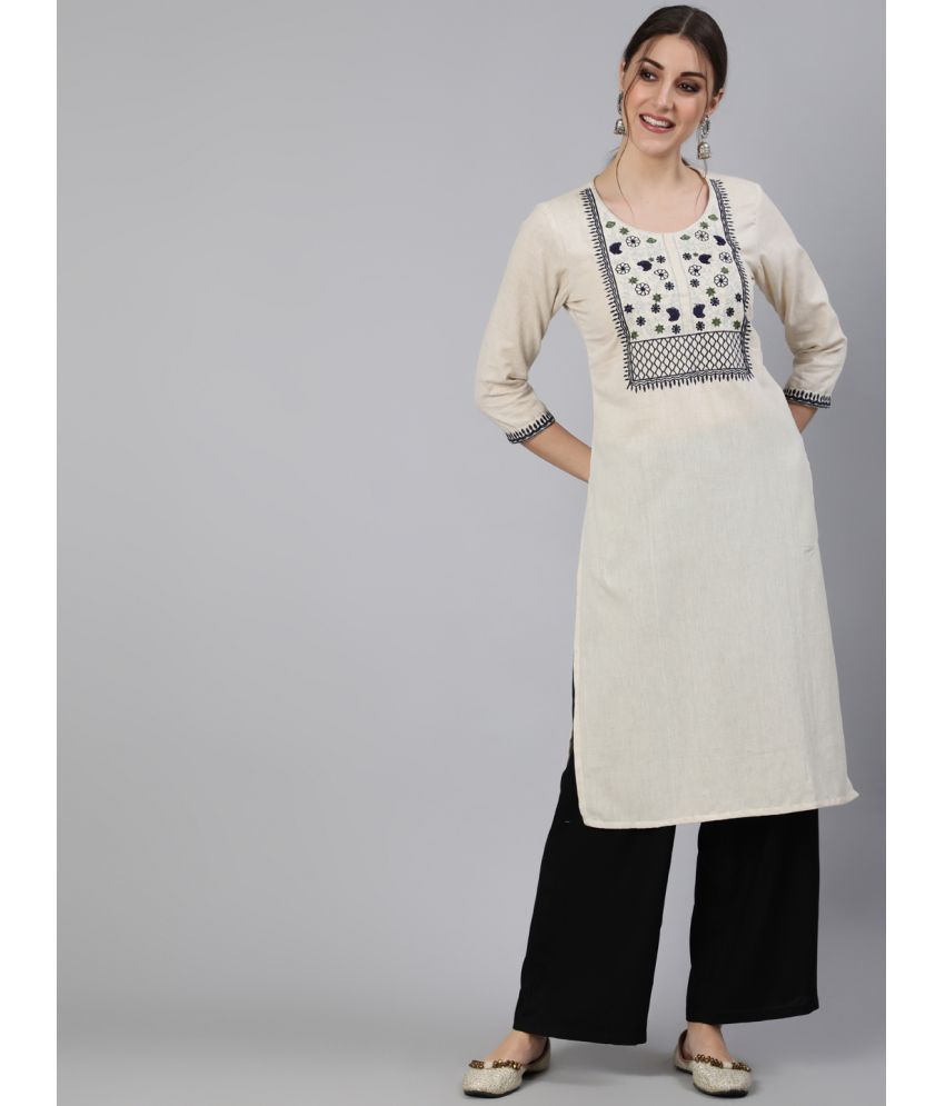     			Antaran - Off White Cotton Women's Straight Kurti ( Pack of 1 )