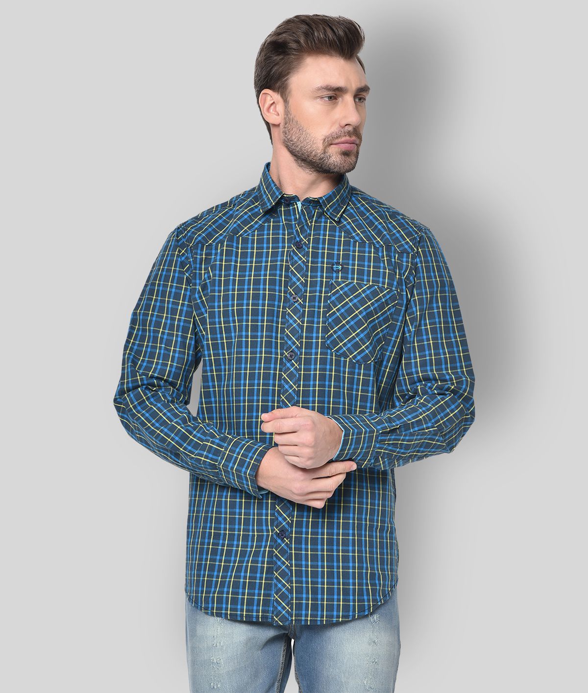     			Duke - Blue Cotton Slim Fit Men's Casual Shirt ( Pack of 1 )