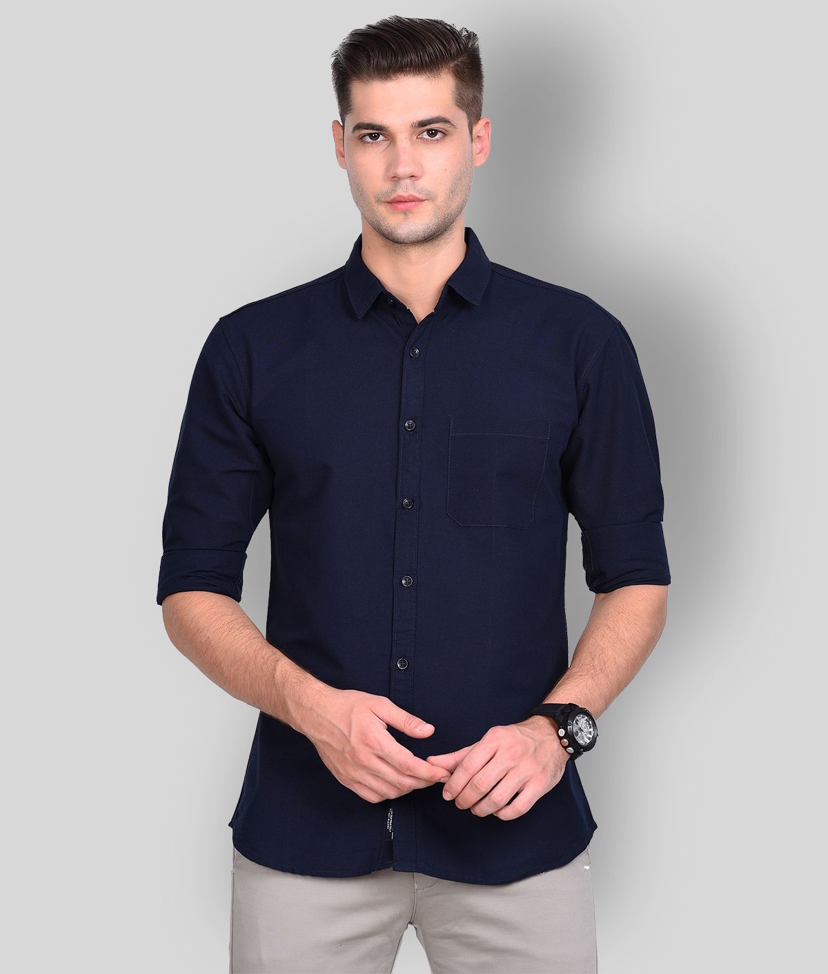 Paul Street - Blue Linen Slim Fit Men's Casual Shirt ( Pack of 1 )