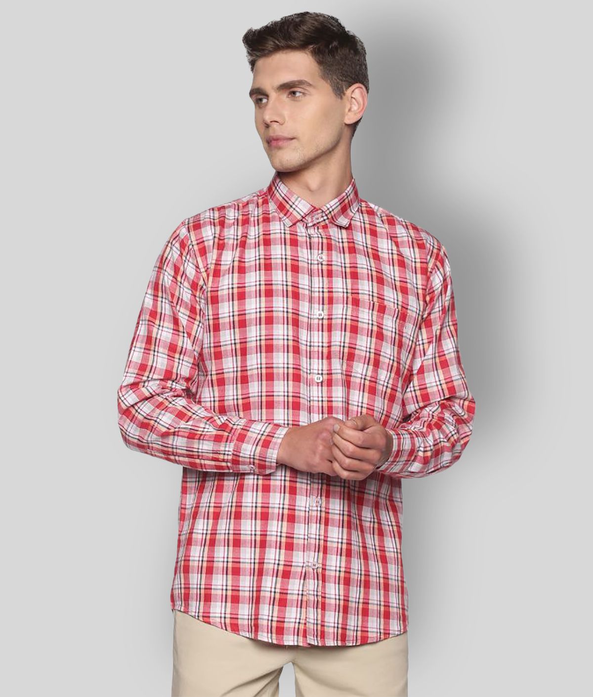     			YHA - Red Cotton Regular Fit Men's Casual Shirt ( Pack of 1 )