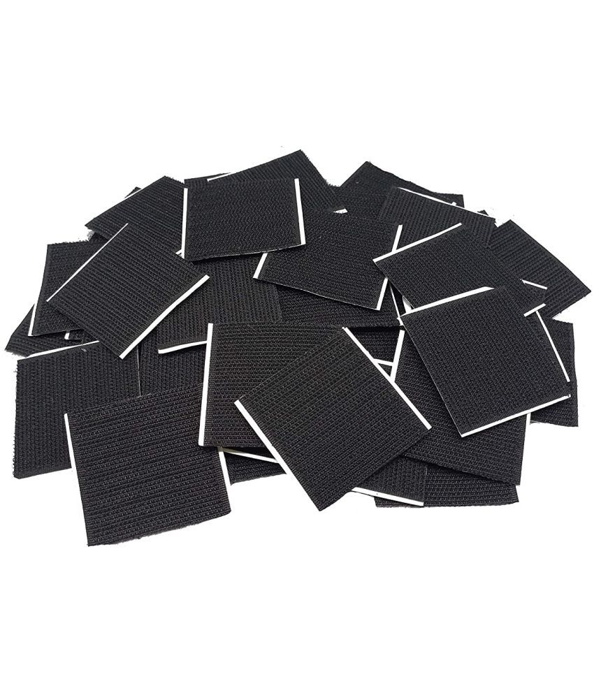     			Square Tile Gripper Self Adhesive Heavy Bond Hook Tape Size 2 x 2 inch (50 mm) Single Sided Black Color for Display of Tiles in Showroom  Pack of 100 pcs