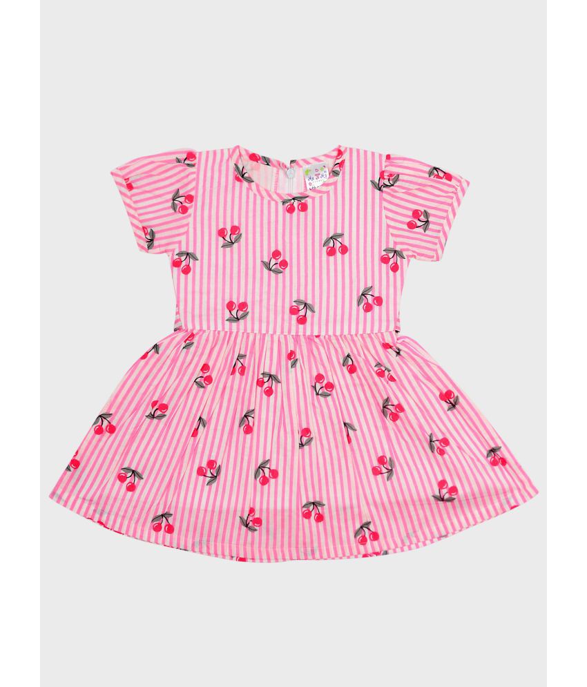    			Me N My CLOSET - Pink Cotton Baby Girl Frock ( Pack of 1 )