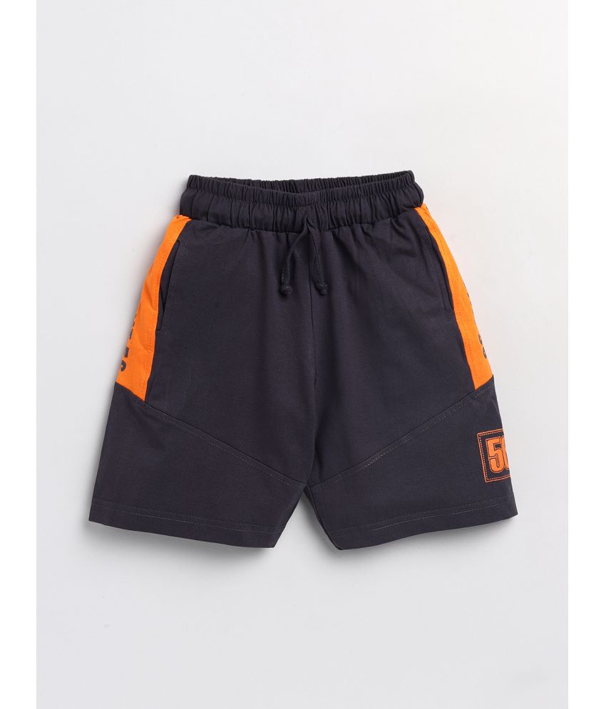     			Todd N Teen Boys Cotton Typography Printed Bermuda Regular Fit with 2 Pockets 7-8 Years Grey Orange