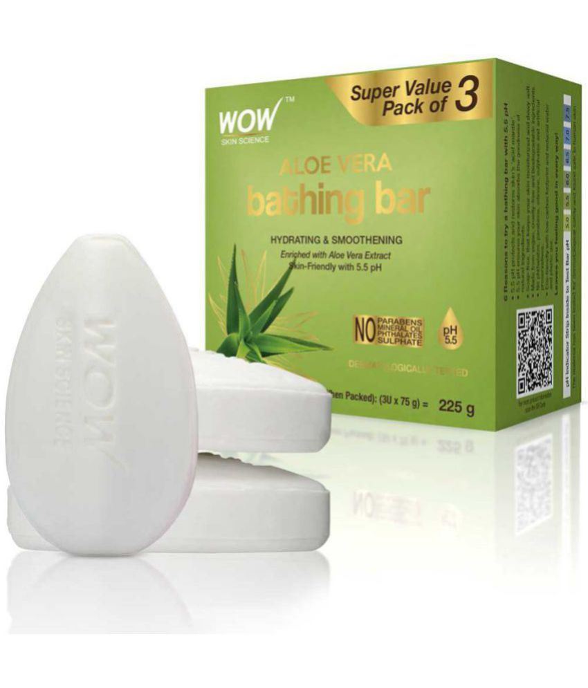     			WOW Skin Science Aloe Vera Bathing Soap - with Aloe Vera Extract - Super Value Pack of 3 - Skin-Friendly with 5.5 pH - 225g