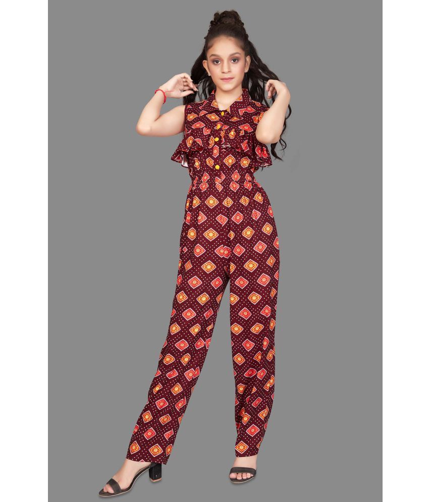     			Fashion Dream - Brown Crepe Girls Jumpsuit ( Pack of 1 )