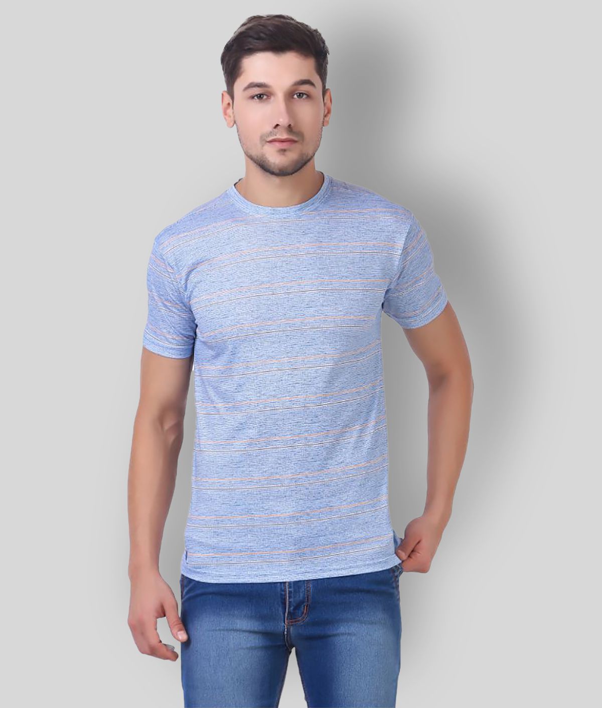     			Bravezi - Blue Cotton Regular Fit Men's T-Shirt ( Pack of 1 )